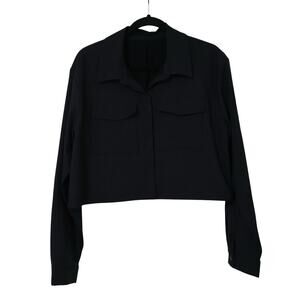 Beyond Yoga Black Loose Cargo JetStretch Midtown Cropped Jacket L Athleisure